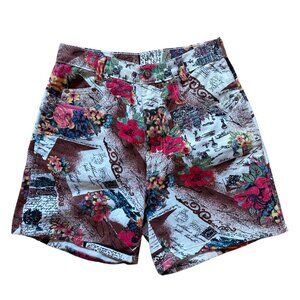Rare Vintage Michael G High Waisted Printed Denim Shorts Size 5